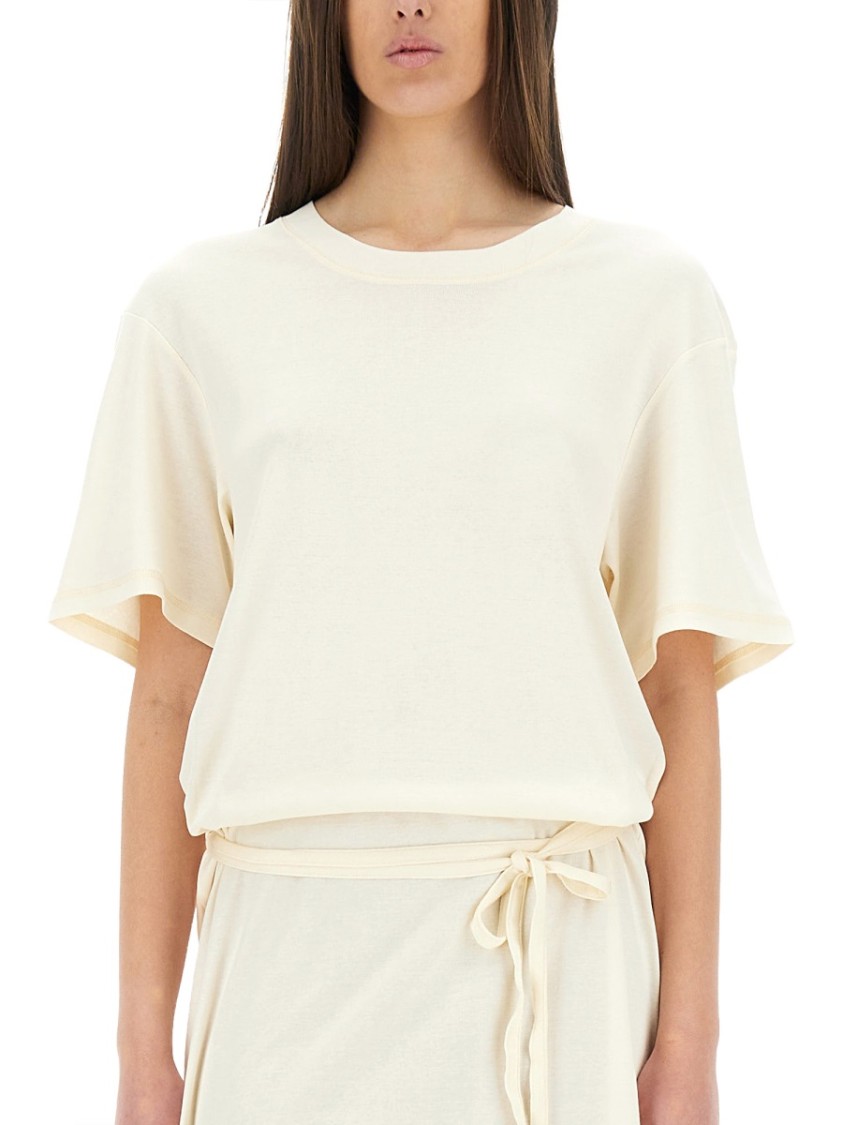 Lemaire Women T-shirt Dress With Belt In Neutrals