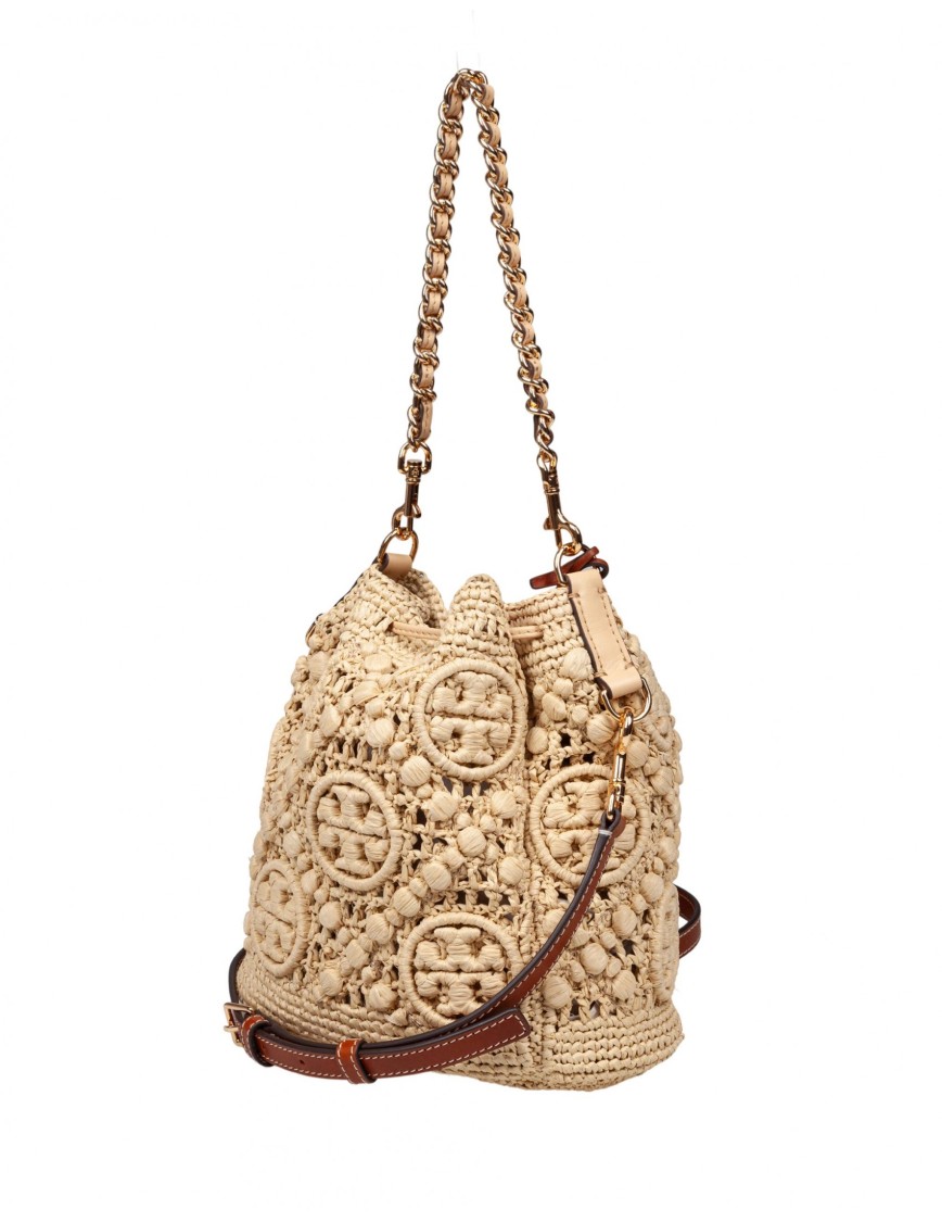 Tory Burch Monogram T Raffia Bag Natural Color