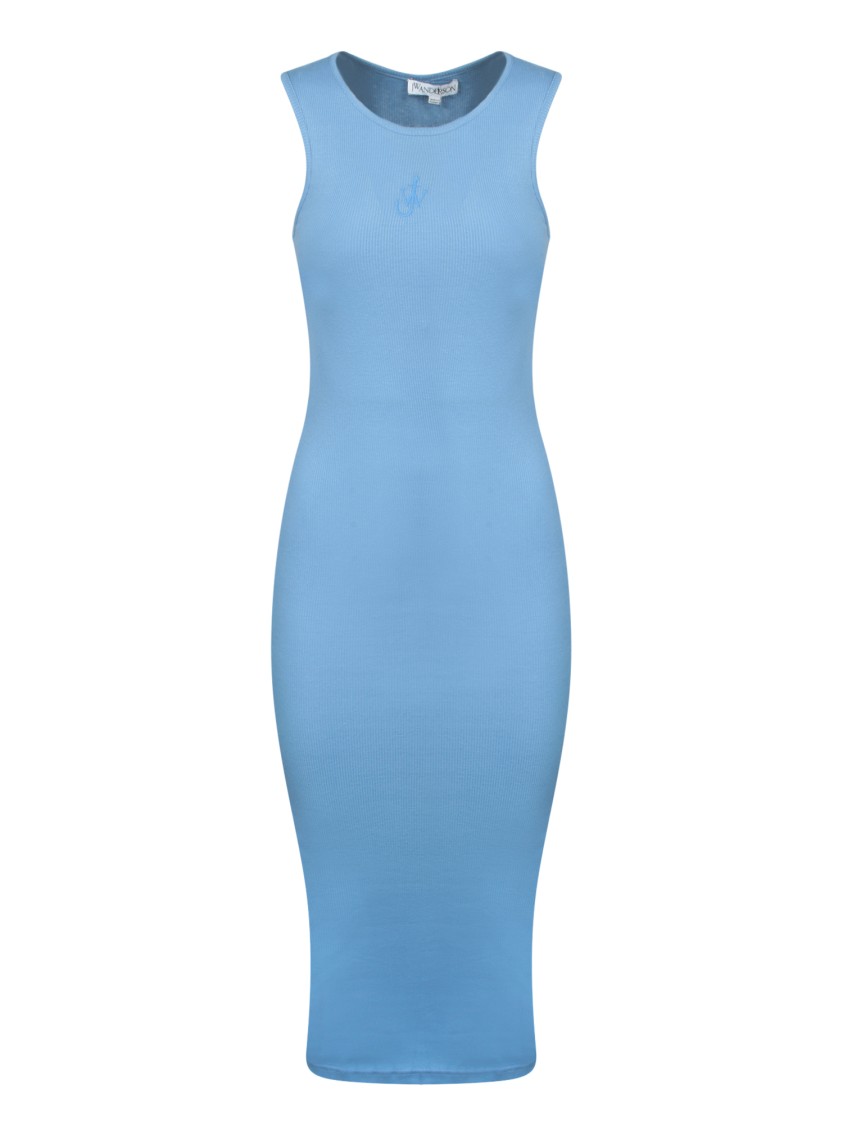 Jw Anderson J. W. Anderson Sleeveless Body-hugging Cotton Midi Dress In Blue