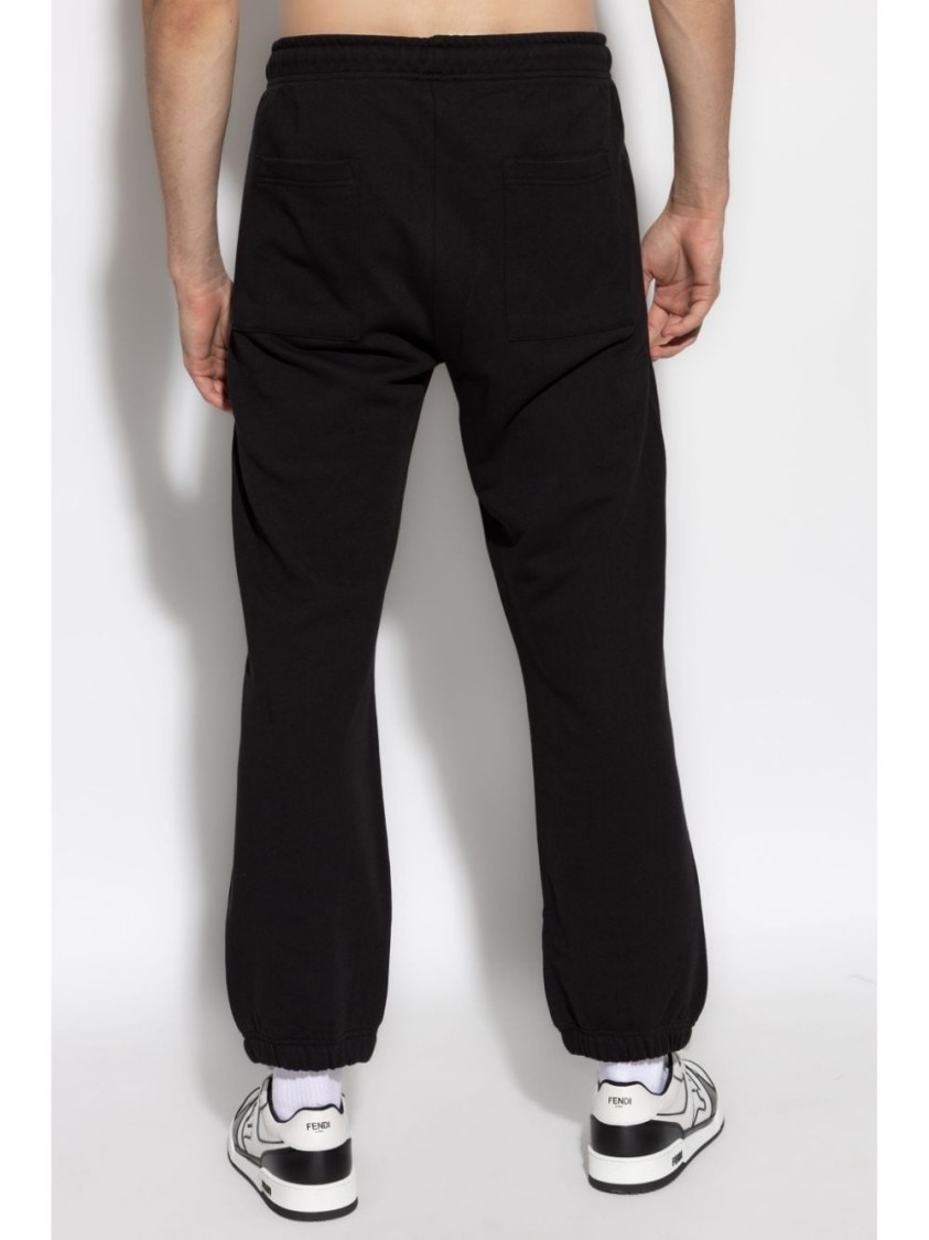 Shop Versace Jeans Couture Classic Black Trousers With Relaxed Fit And Tapered Legs
