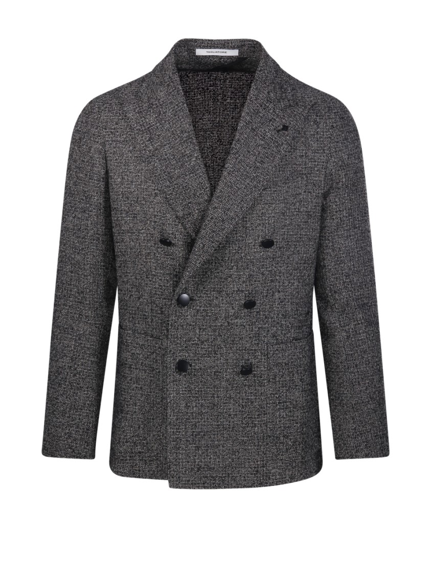 TAGLIATORE TAGLIATORE DOUBLE-BREASTED TAILORED JACKET WITH TEXTURED FINISH