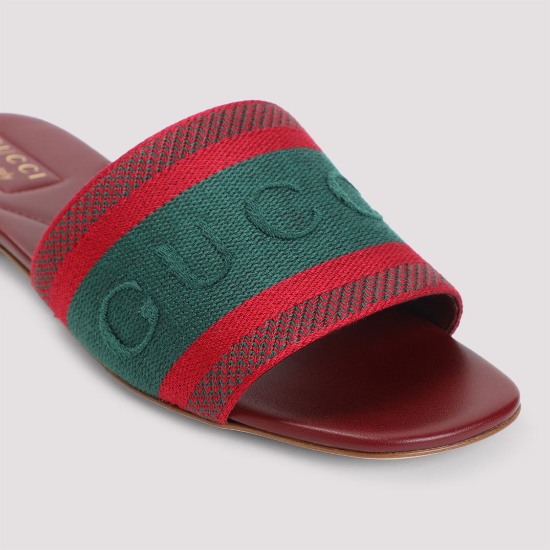 Gucci Web Stripe Embroidered Slides