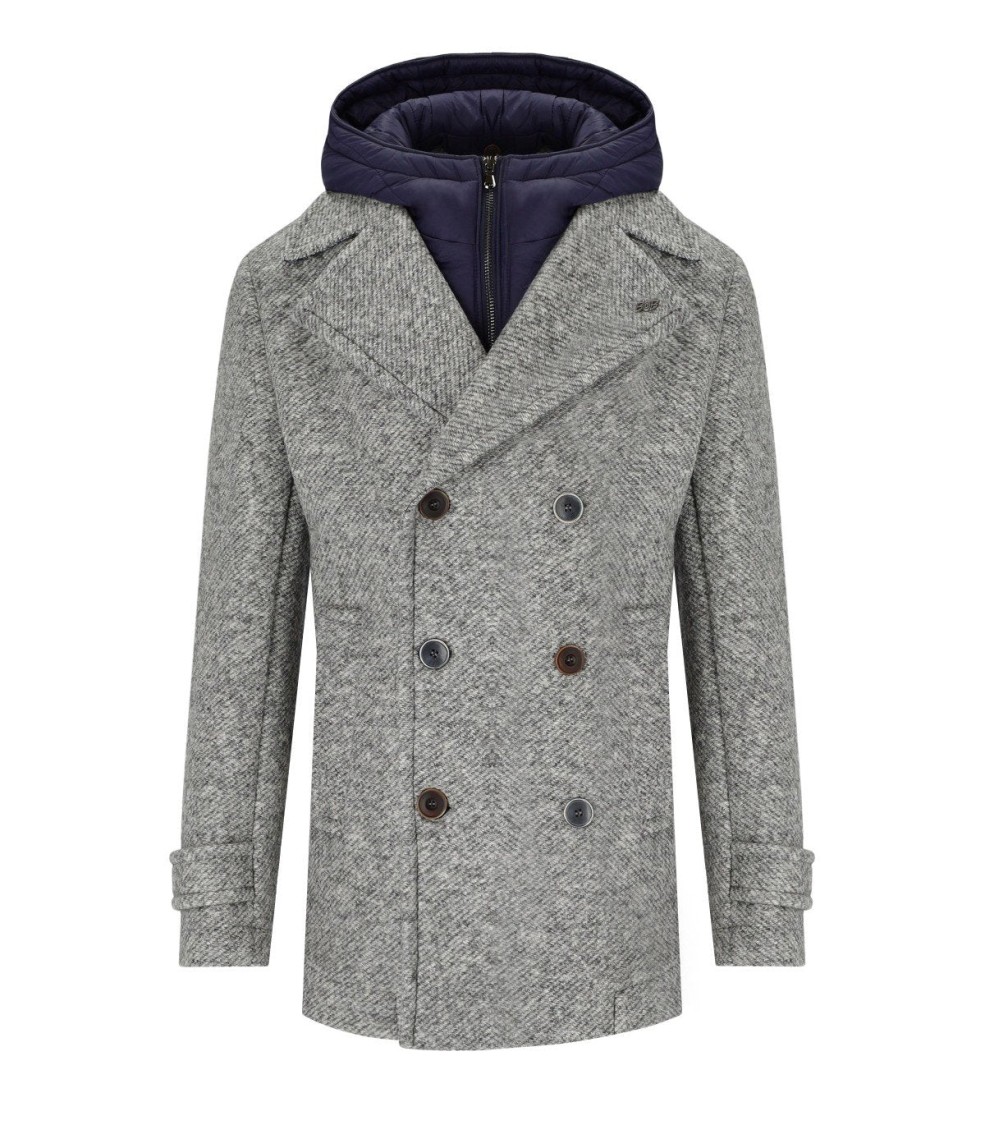 Bob Iver Melange Grey Double-breasted Coat