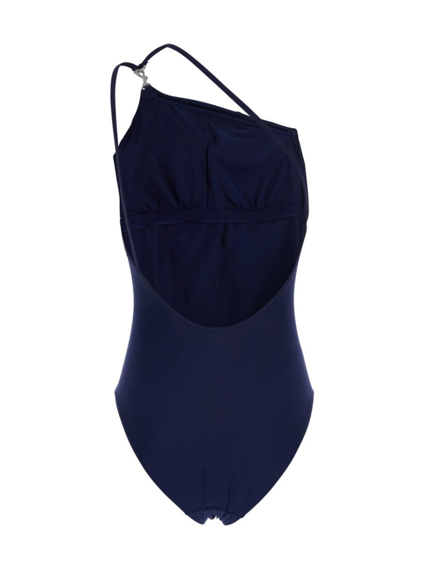 Tory Burch Blue One-shoulder Swimsuit With U-neck On The Back In Tech Fabric Woman In Blue