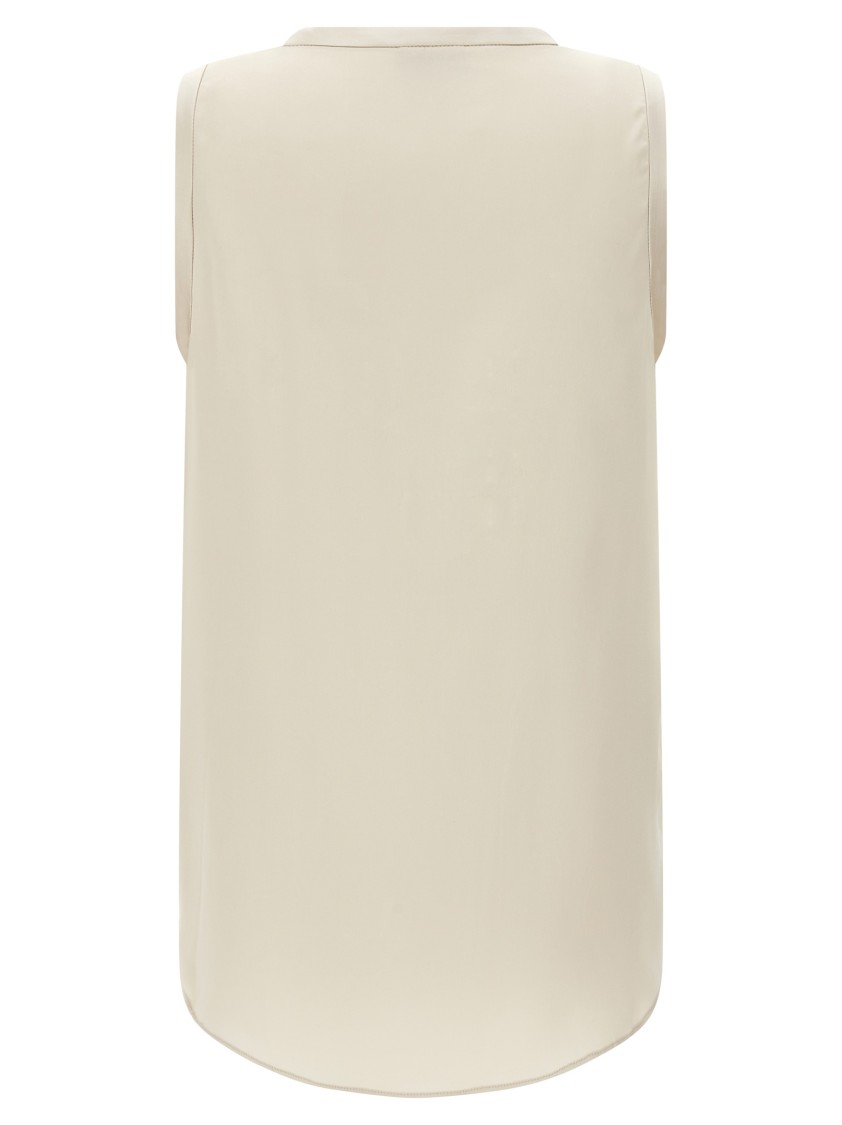 Brunello Cucinelli Sleeveless Stretch Silk Top With Round Neckline