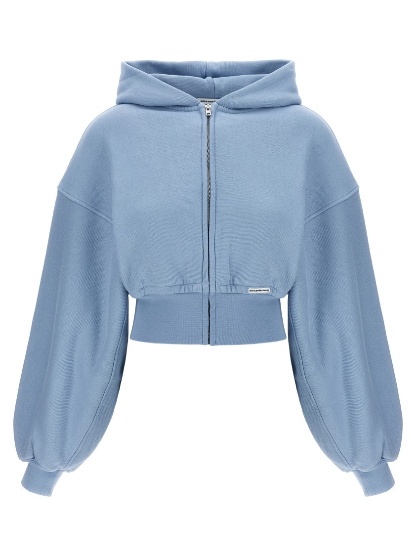 Alexander Wang T T By Alexander Wang Cropped Cotton Hoodie With Zip Closure