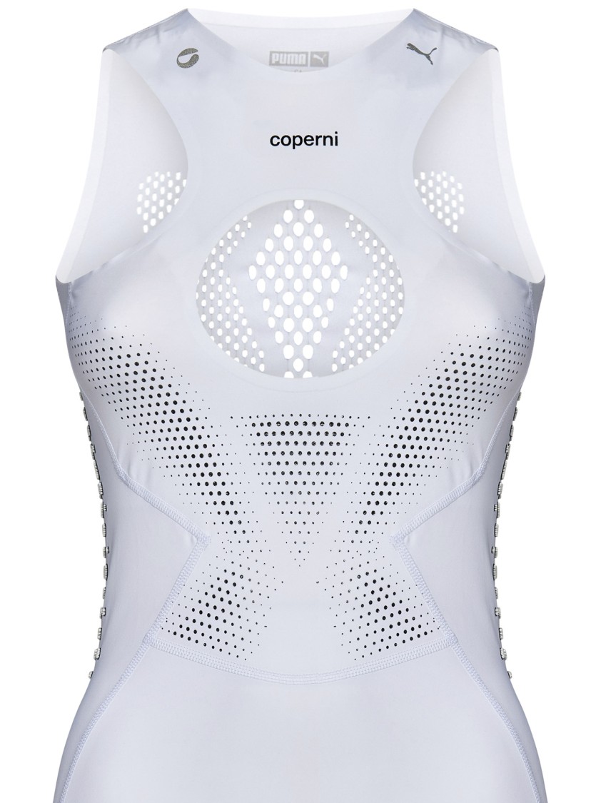 Coperni Womens Puma White Puwhte Puma X Fitted Stretch-jersey Midi Dress In White