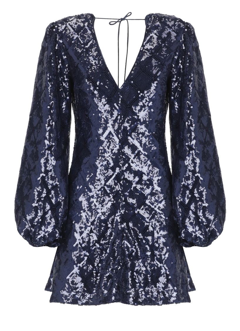 Rotate Birger Christensen Rotate Flowy Mini Dress In Blue