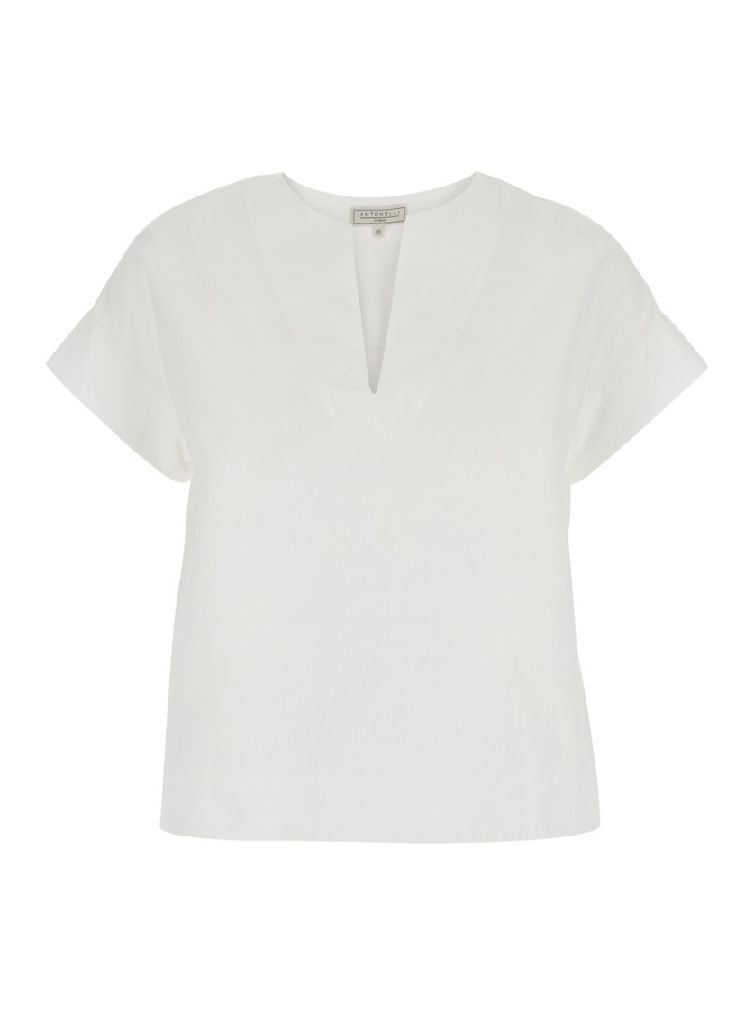 Antonelli White Short Sleeve Blouse