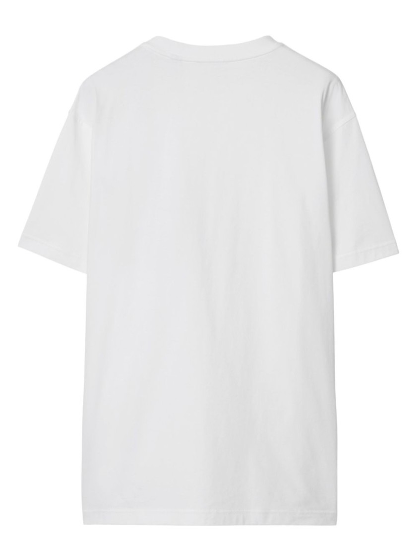 Burberry Women White Jersey Checked Twill-trimmed Cotton-jersey T-shirt Tee Shirt In White