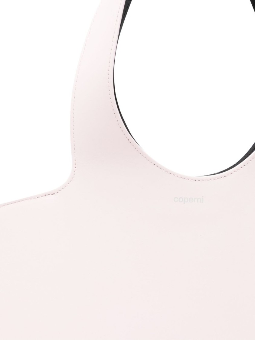 COPERNI COPERNI HEART-SHAPED POWDER PINK HANDBAG WITH LOGO PRINT 