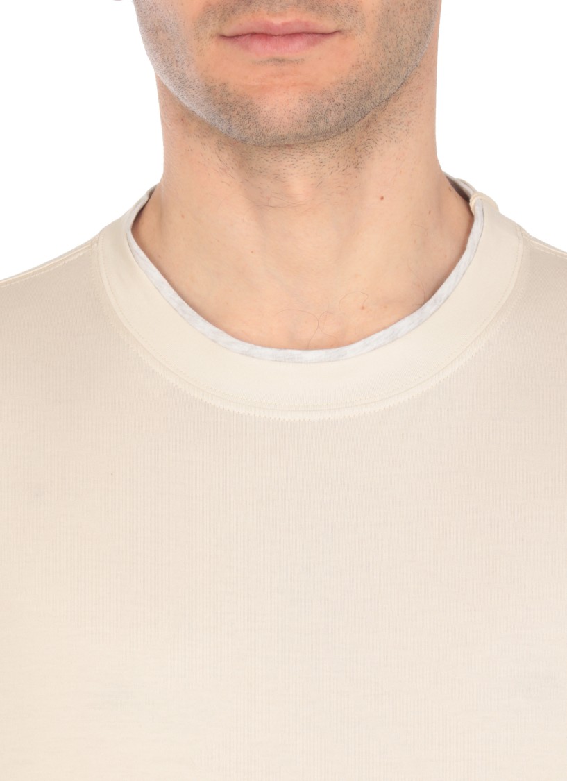 Brunello Cucinelli White Cotton T-shirt In Neutral
