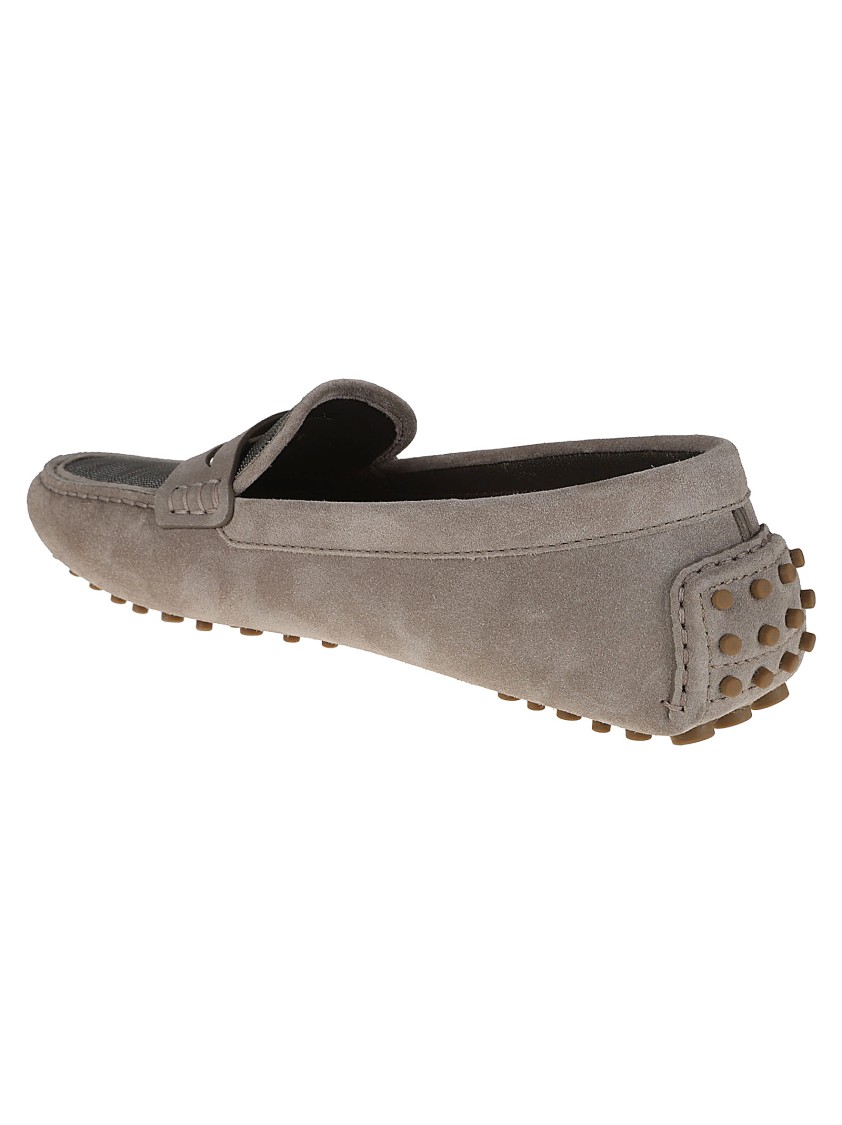 Brunello Cucinelli Taupe Moccasin With Rubber Studs In Neutrals