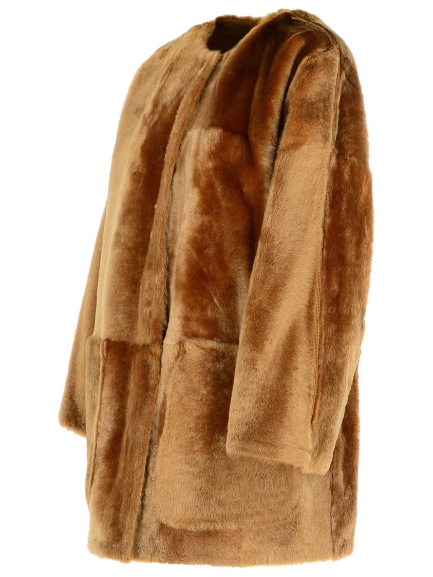 MAX MARA MAX MARA SANTOS' REVERSIBLE BROWN SHEARLING SHEEPSKIN 