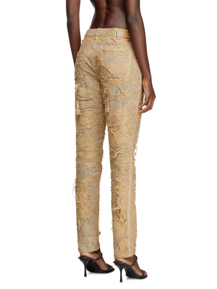 Diesel 1992 D-jiann Fsg Distressed Slim-fit Trousers In Gold