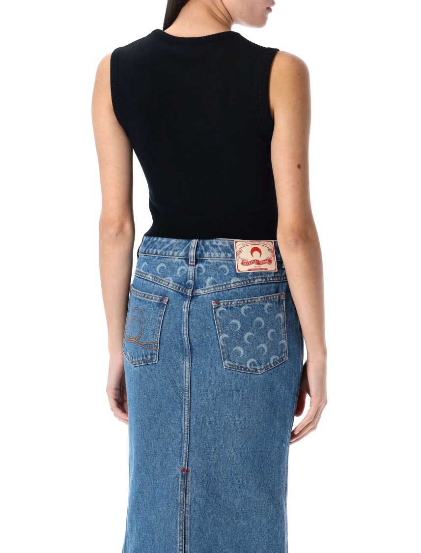 Marine Serre Black Moon Logo Vest In Black