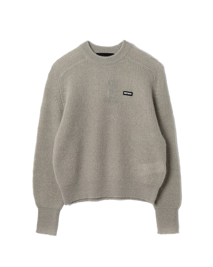 Rotate Birger Christensen Rotate Oversized Knit Jumper With Logo Patch In Gray
