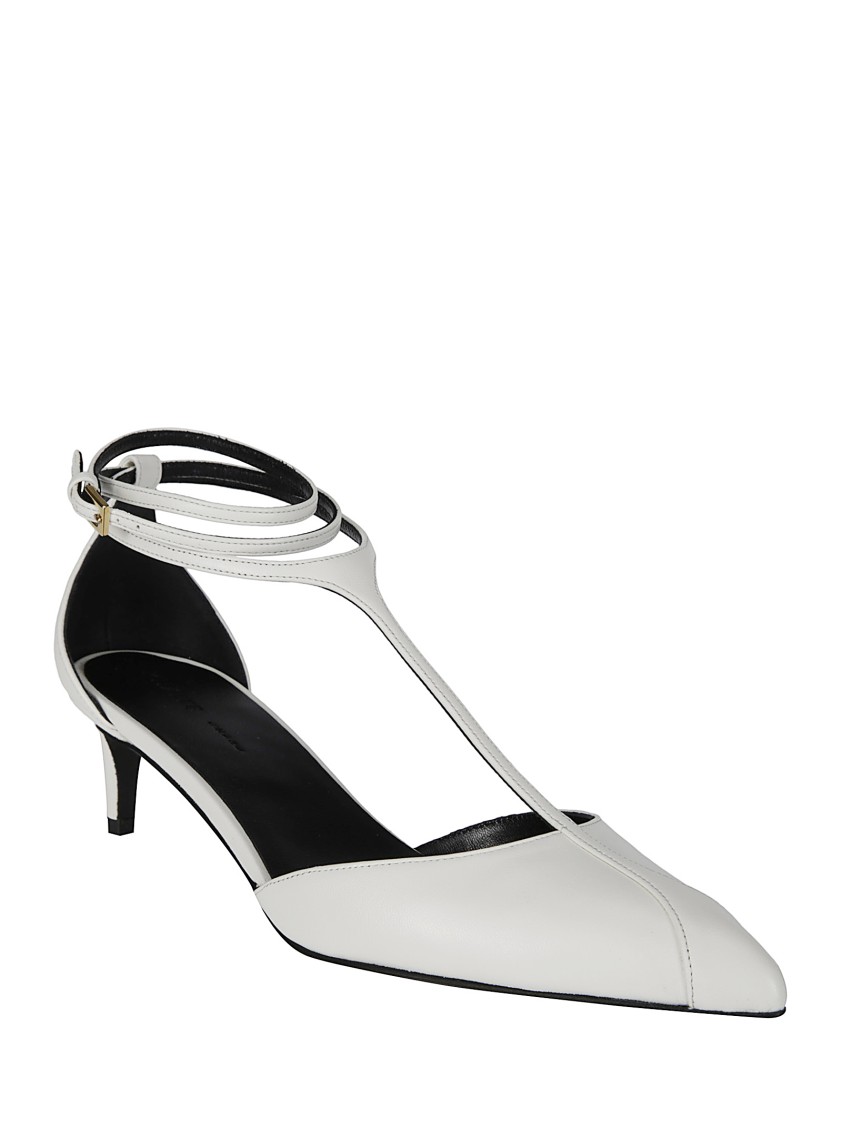 Shop Khaite White Leather Low Heel Sandal