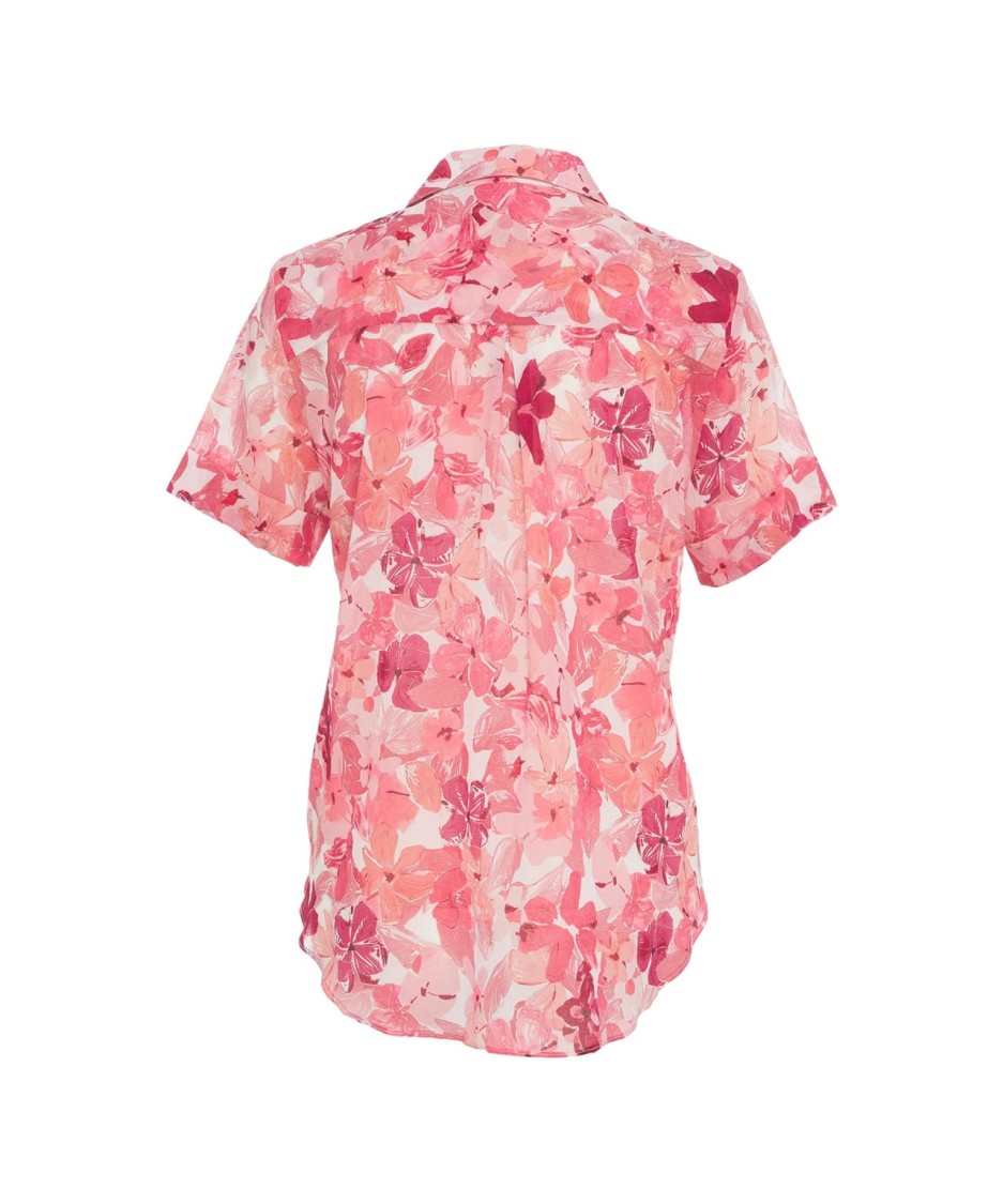 HIMON'S HIMONS FLORAL PATTERNED RED BLOUSE WITH V-NECKLINE