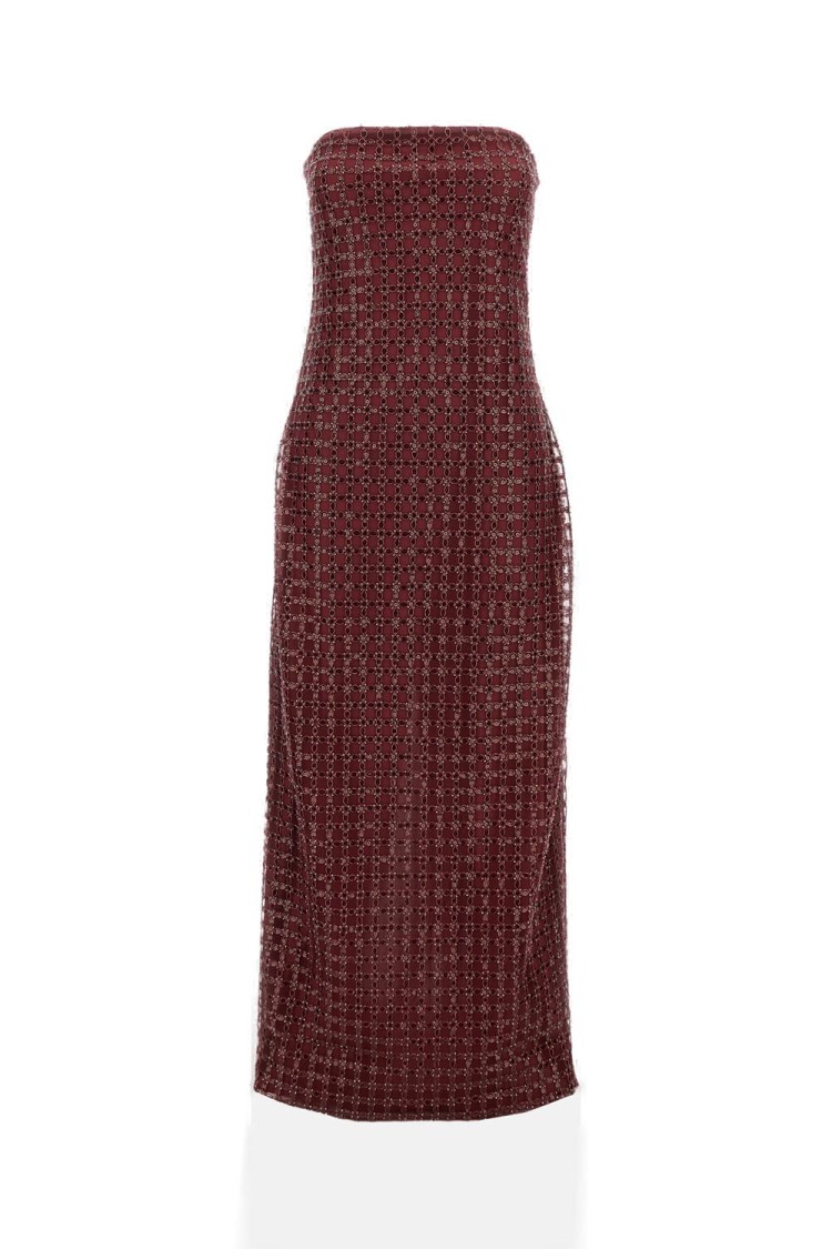 Rotate Birger Christensen Rotate Bordeaux Evening Dress With All-over Paillettes In Burgundy