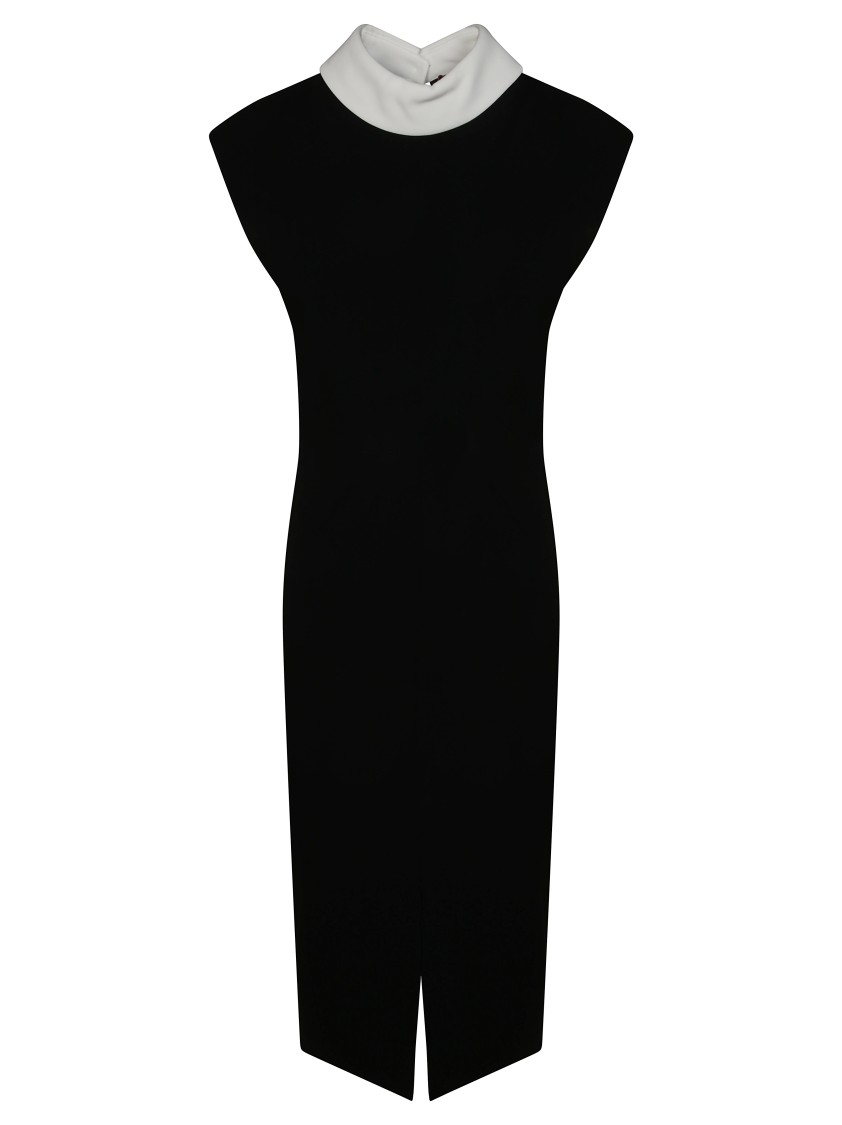 Max Mara Collar-detail Short-sleeve Midi Dress In Multi