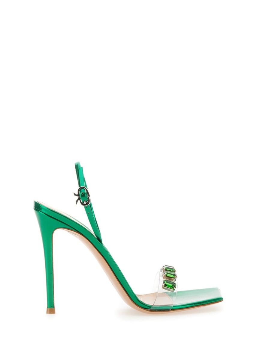 Gianvito Rossi Ribbon Candy Crystal-embellished Pvc Sandals In Green