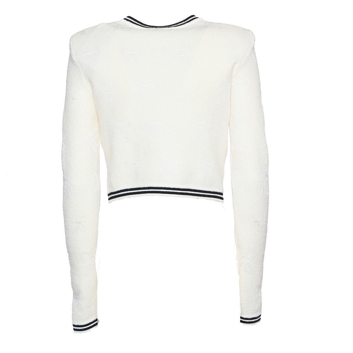 Self-portrait Beige Cardigan With Bow Detail On The Front And Contrasting Trims In Cotton Blend Woman In White