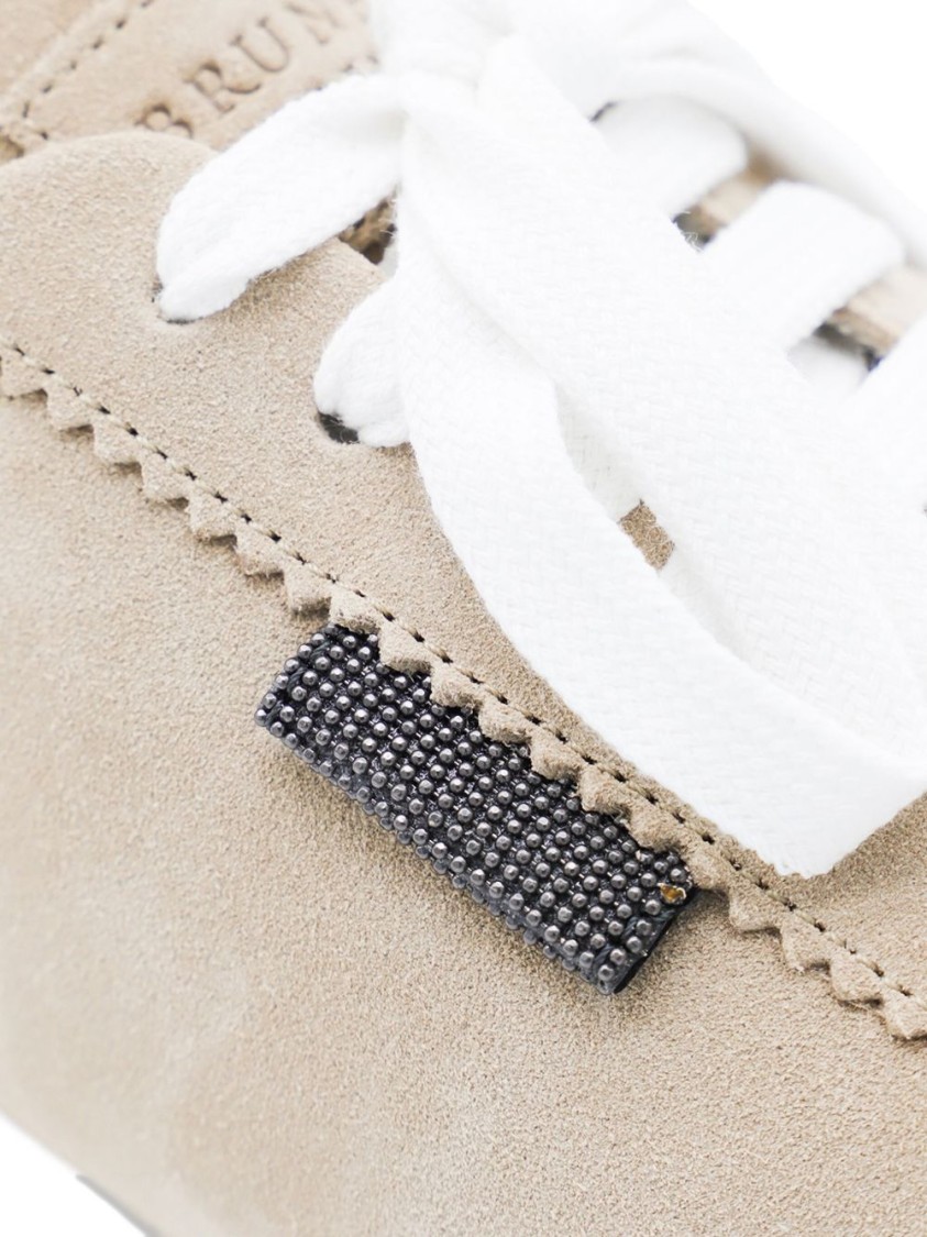 Brunello Cucinelli Suede Flat Shoes In Neutral