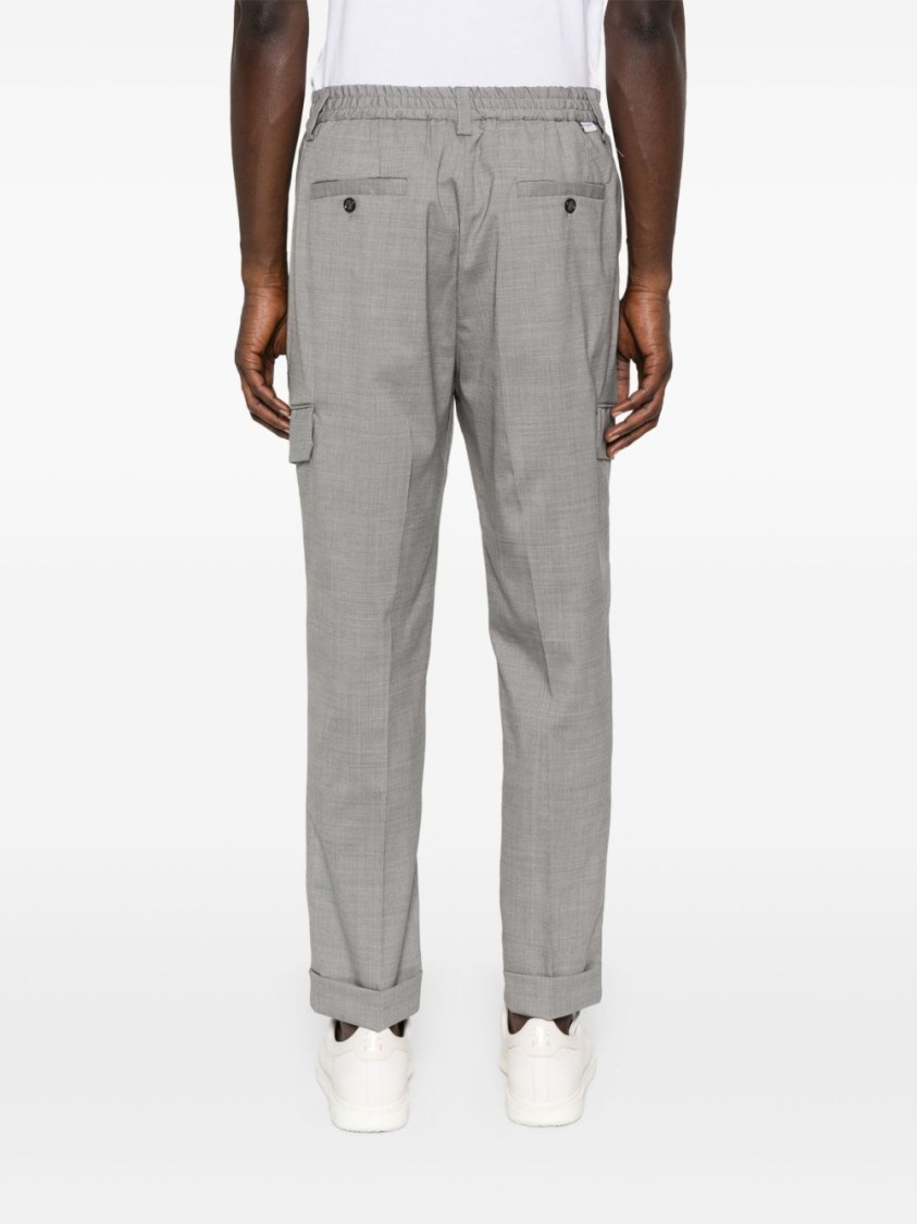 Paolo Pecora Tailored Cropped Trousers With Elastic Waistband In Burgundy