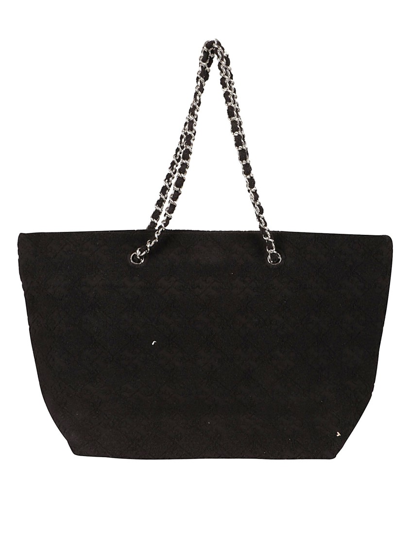 Tory Burch Soft Cotton Terry Tote Bag In Black