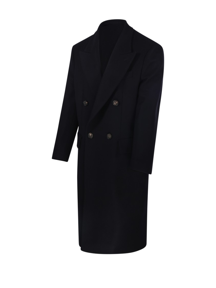 Hevo Hevò Man Coat Midnight Blue Size 40 Pure Virgin Wool Iws, Polyamide In Blue