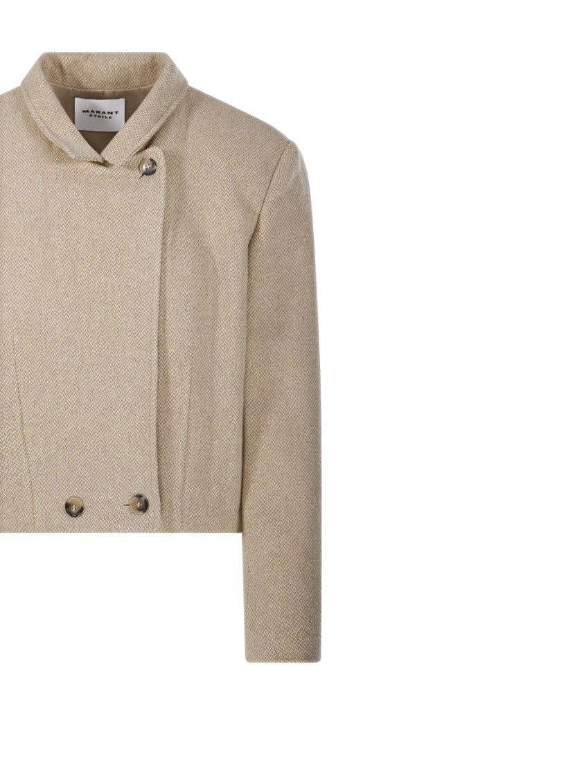 Isabel Marant Étoile Short Double-breasted Textured Jacket In Neutrals