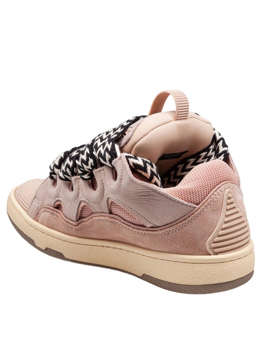 Shop Lanvin Curb Sneakers In White And Pink Leather
