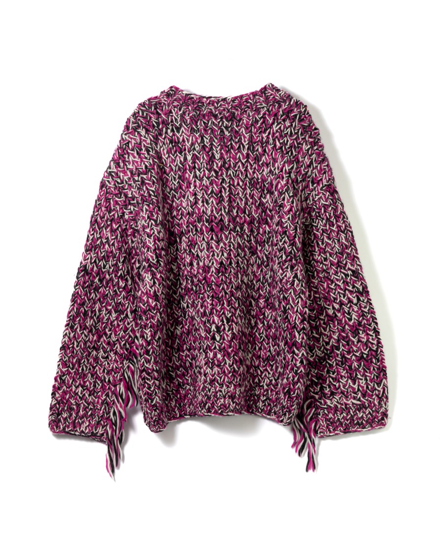 Ganni Oversized Handknitted Cardigan With V-neckline In Purple