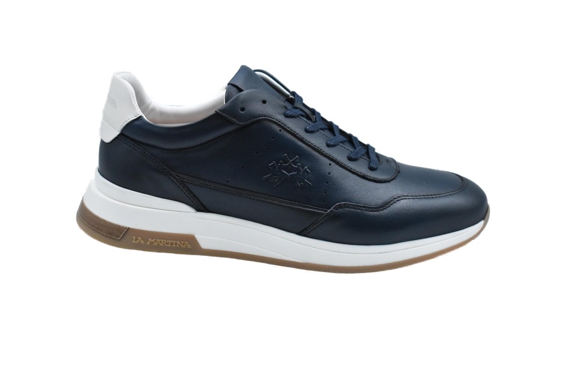 La Martina Blue Low Shoes With Unstructured Design And Custom Footbed In Gray