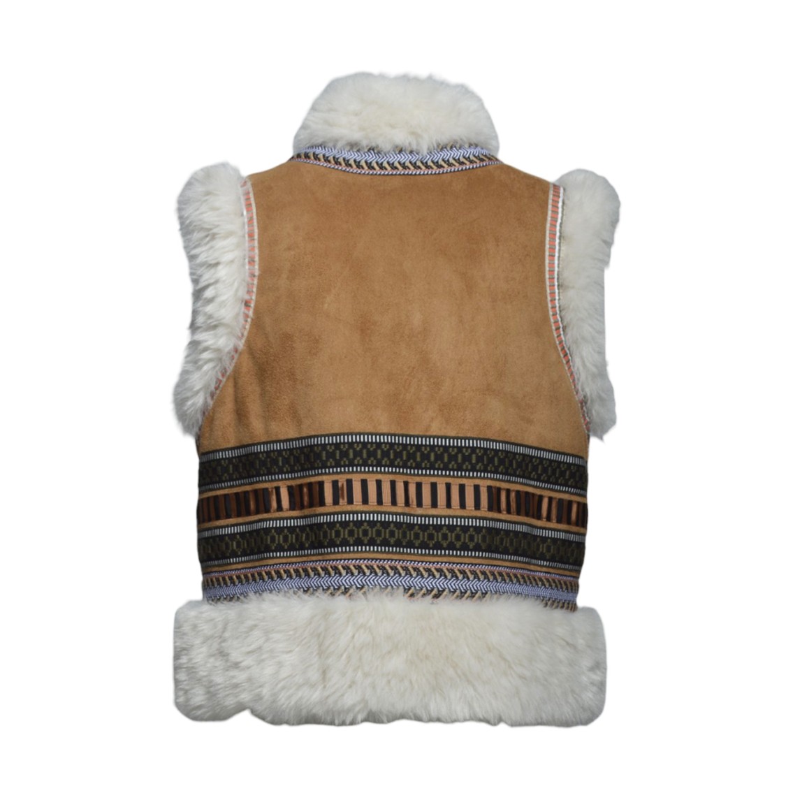 Bazar Deluxe Camel And White Eco-shearling Vest