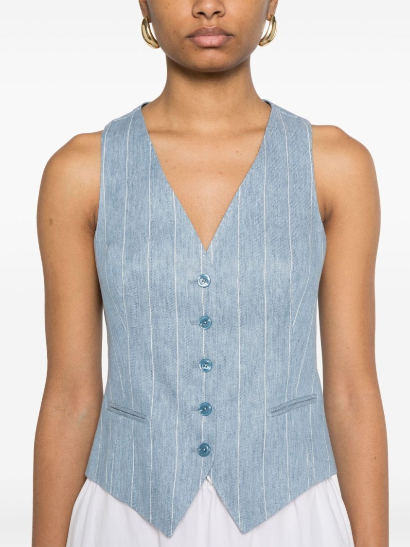 Tagliatore Striped Linen Cotton Blend Vest
