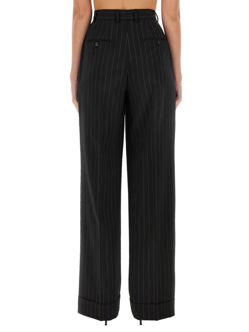 Dolce & Gabbana Flared Wool Pants In Black