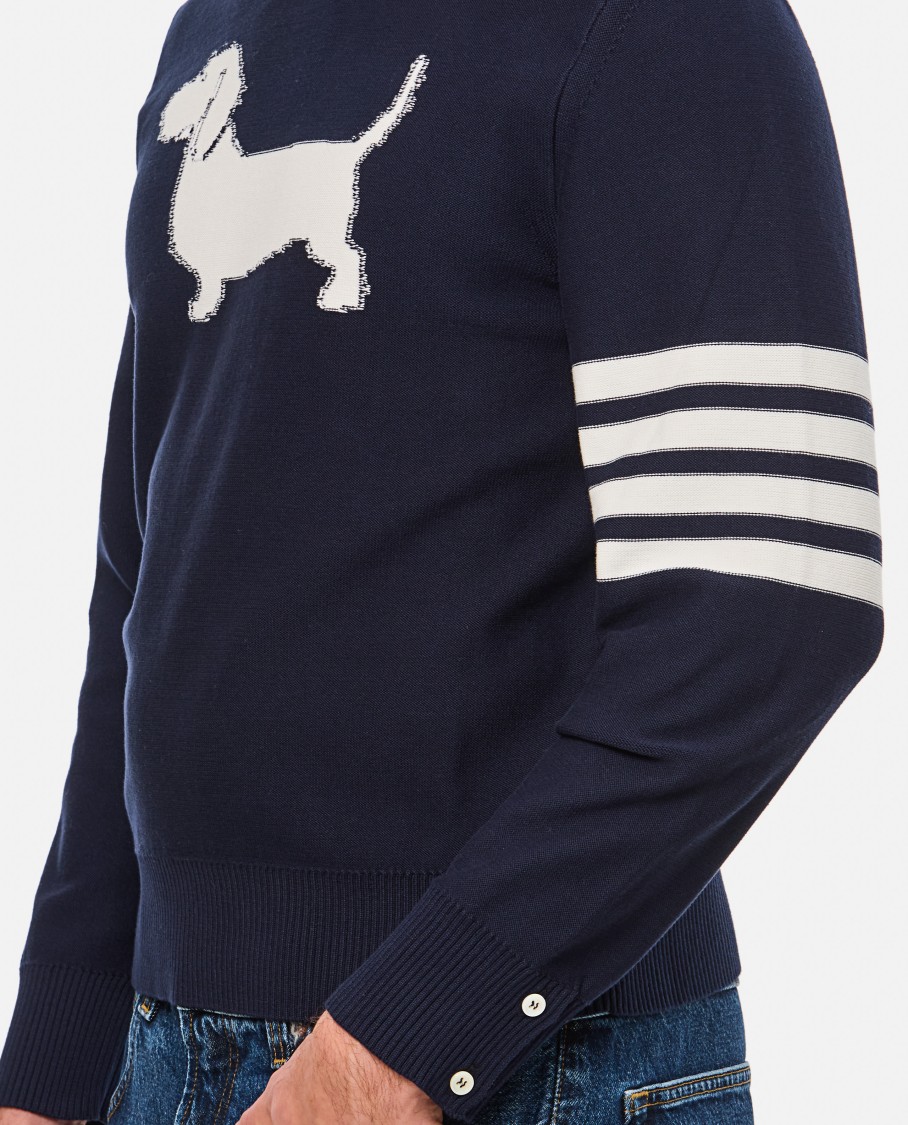 Thom Browne Navy Blue Doggy Crewneck Sweater In Blue