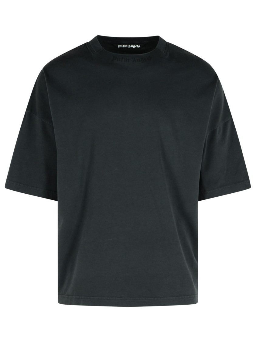 Palm Angels Logo-tag Round-neck T-shirt In Blue
