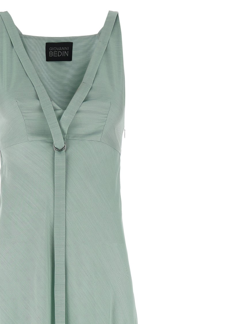 Giovanni Bedin Green Striped Dress In Gray