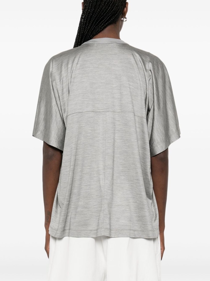 Shop Carven Light Grey Silk Oversized Crew Neck T-shirt