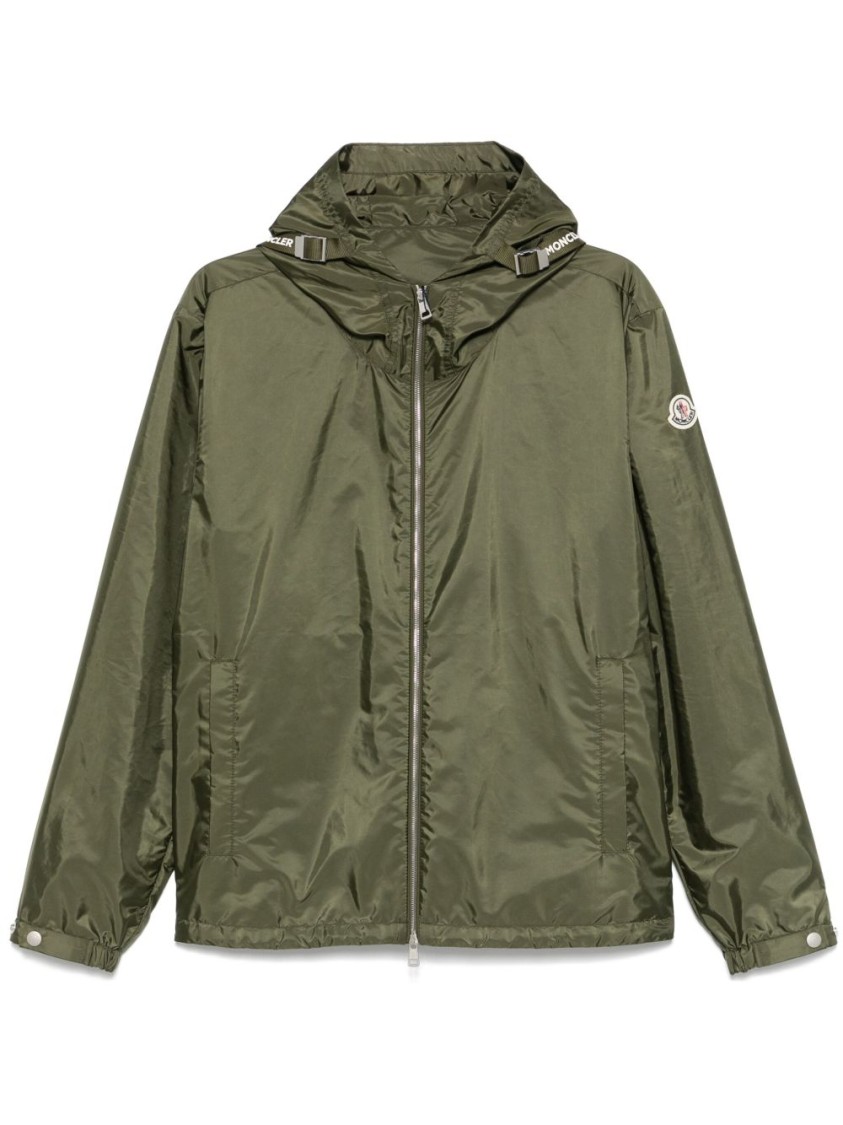 Moncler Lightweight Hooded Windbreaker With Adjustable Cuffs In Green