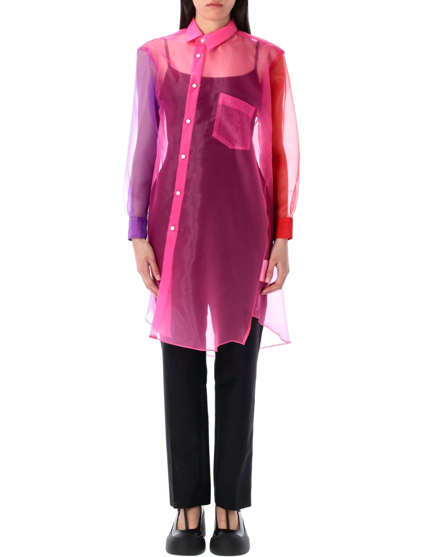 COMME DES GARÇONS COMME DES GARÇONS ASYMMETRIC COLOR BLOCK ORGANZA SHIRT