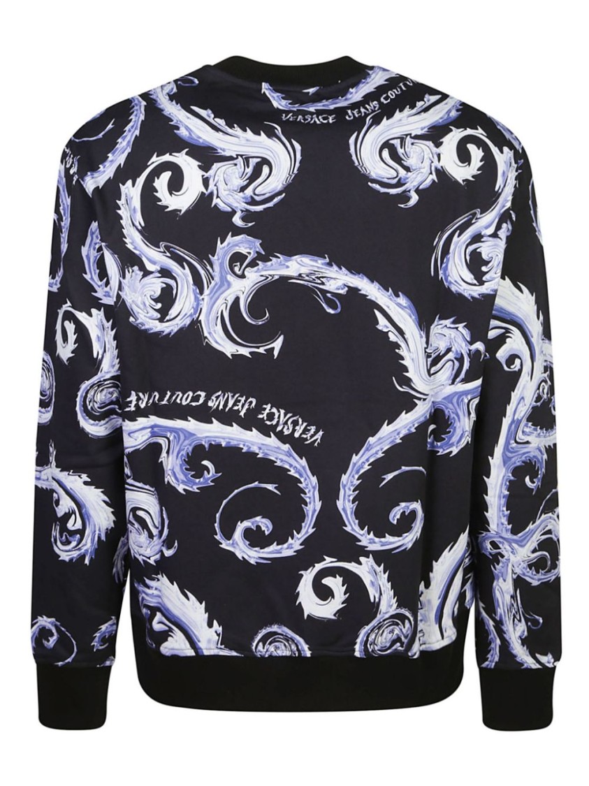 VERSACE JEANS COUTURE VERSACE JEANS COUTURE BLACK SWEATSHIRT WITH ALLOVER PRINT
