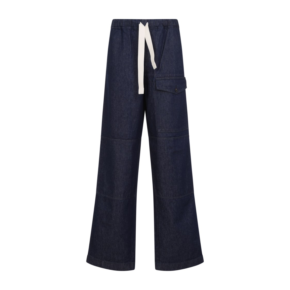 Dries Van Noten Wide Leg Wool Pant With Elastic Waistband In Blue