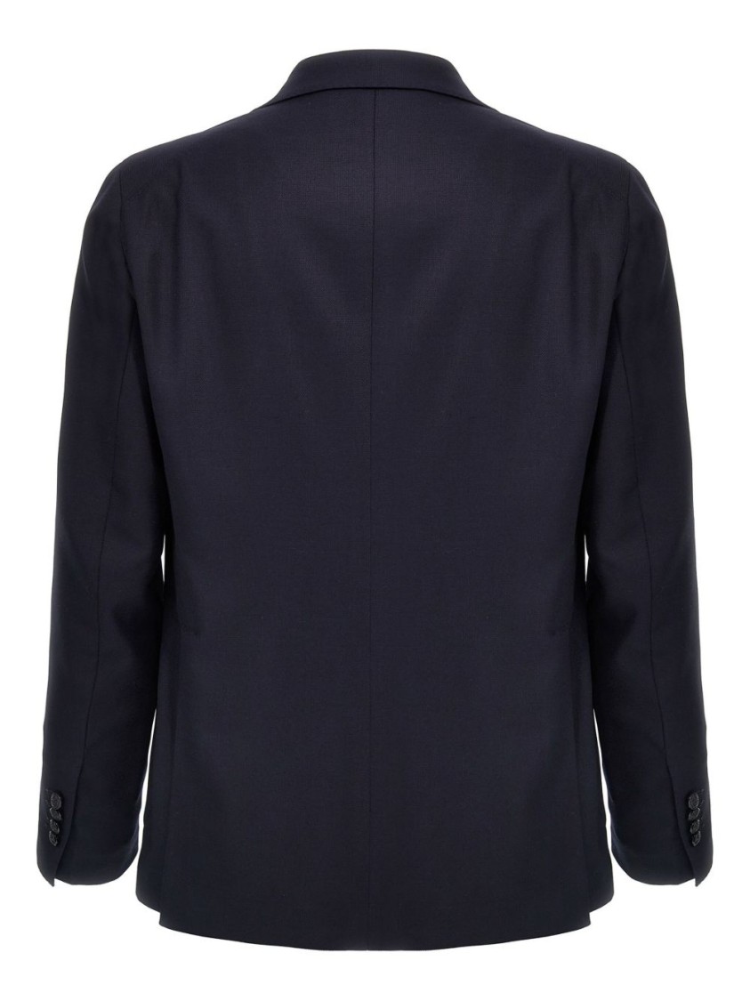 Tagliatore Montecarlo Blue Single-breasted Jacket With Notched Revers In Silk Man In Black