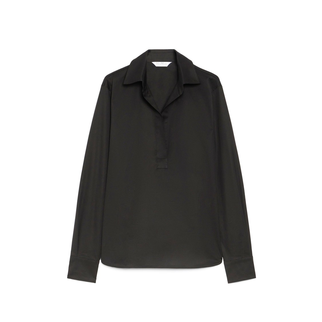 Max Mara V-neck Black Cotton Shirt With Loose Silhouette In Black