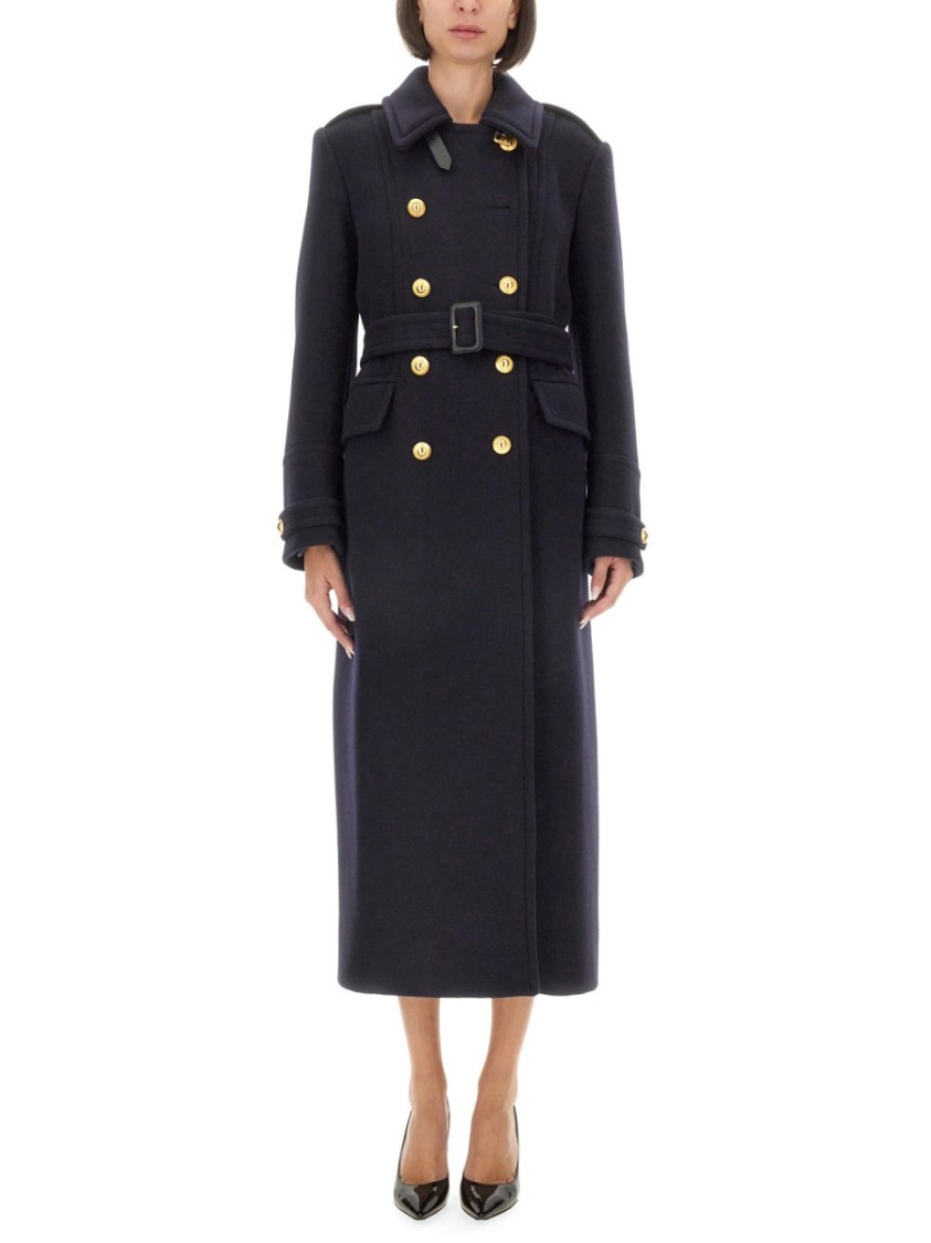 Tom Ford Double-breasted Military Coat In Black