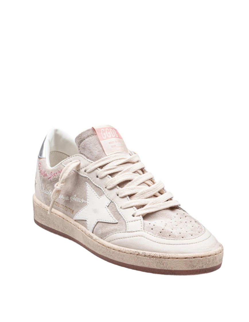 Golden Goose Ball Star Sneakers In Suede And Leather In Neutral